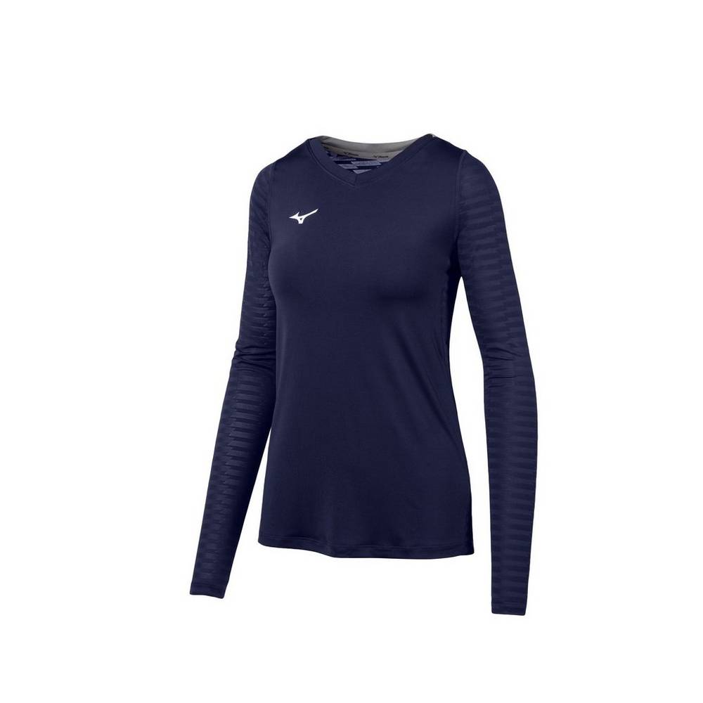 Maglia Mizuno United Long Sleeve Donna - Blu Marino - 32761-DCBV